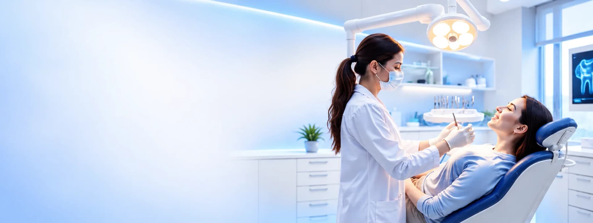 Dentist treating a smiling patient at The Swish Dentistry
